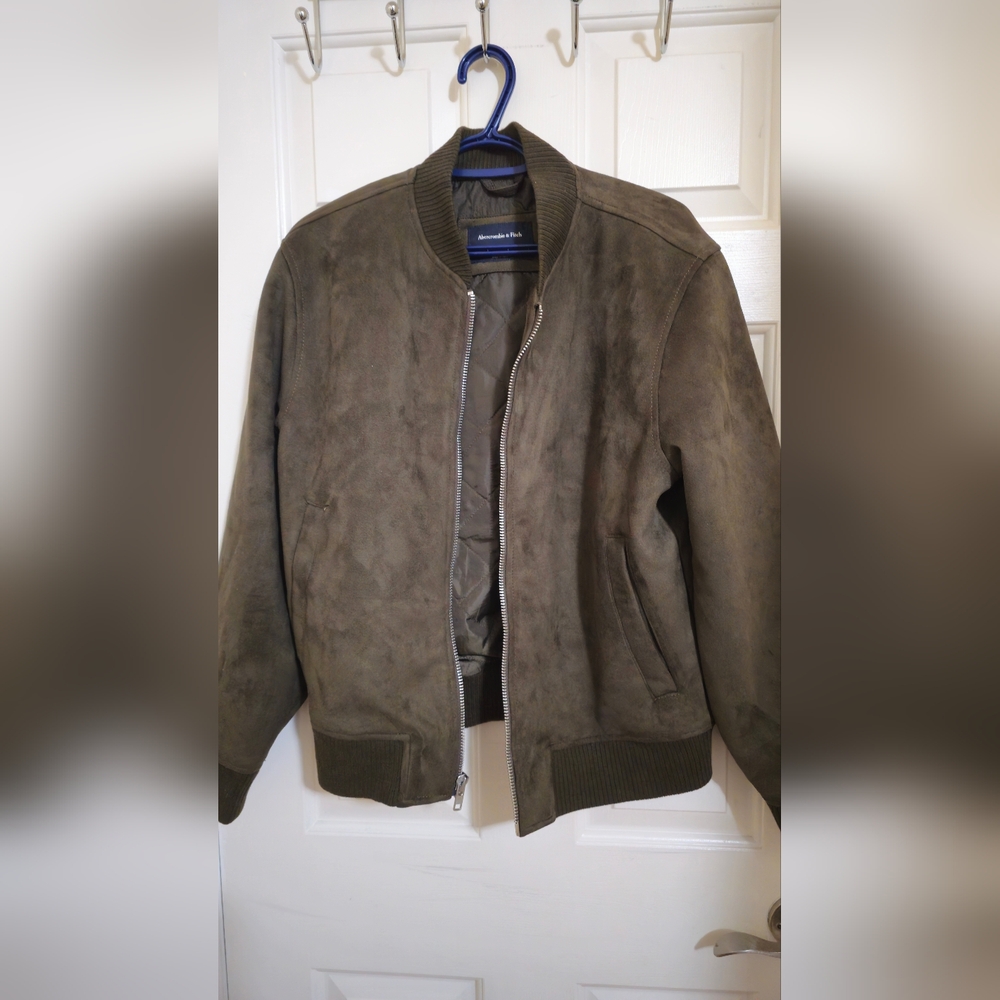 Abercrombie and Fitch Olive Vegan Suede Bomber